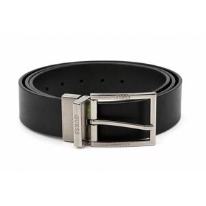 Guess Belt Mens 32‎ Black Silver Buckle Minimalist Preppy Old Money Business